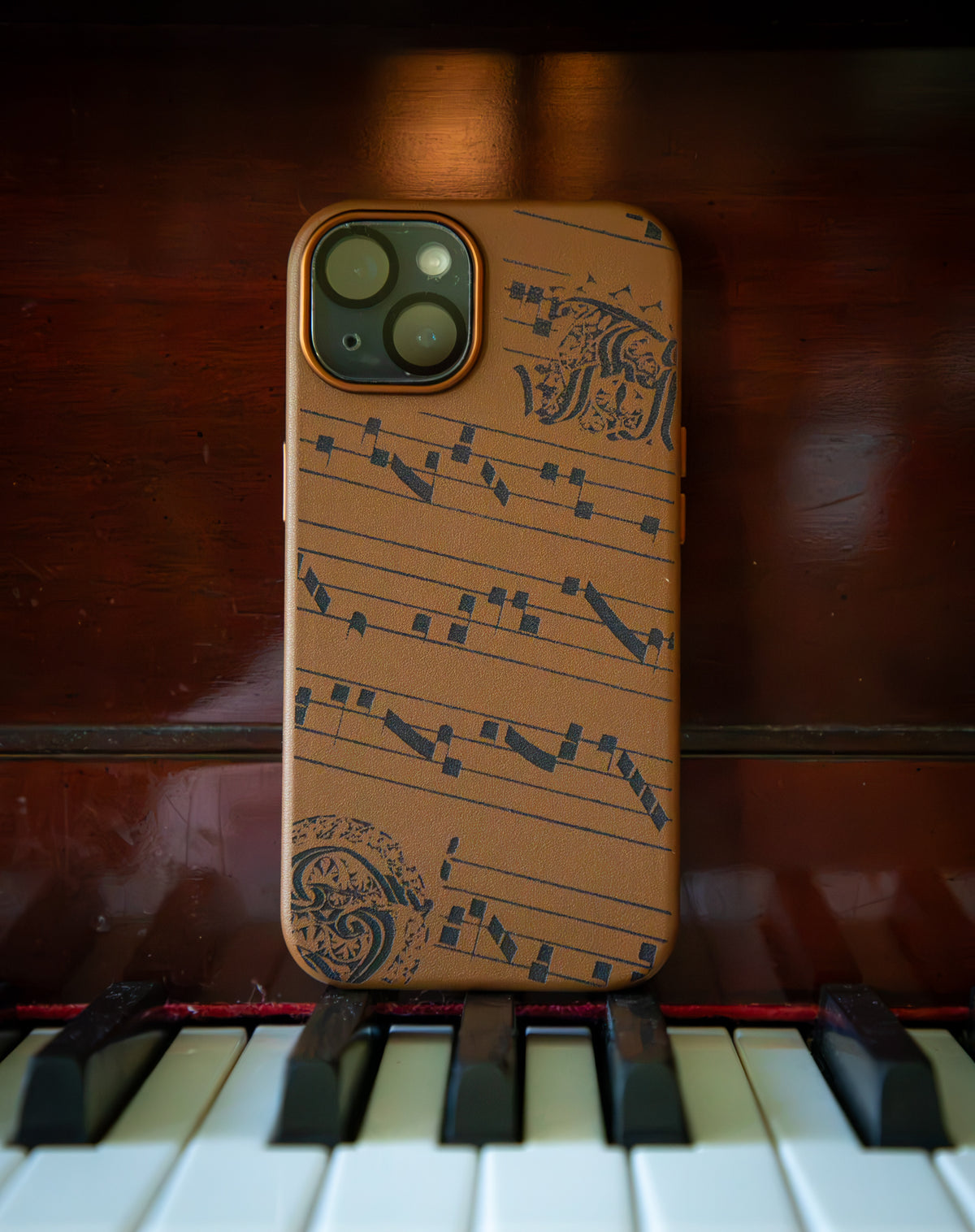Medieval Neumes Leather Engraved Phone Case