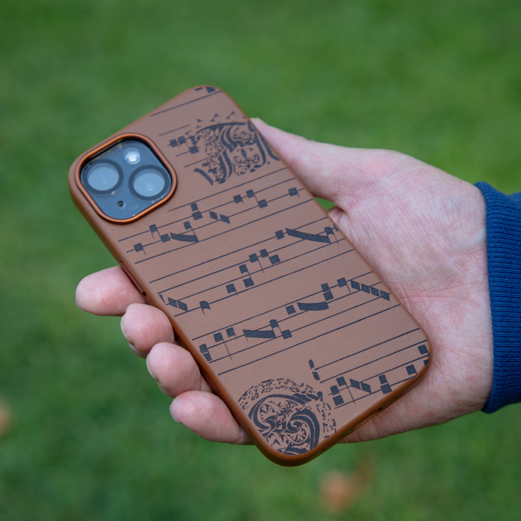 Medieval Neumes Leather Engraved Phone Case