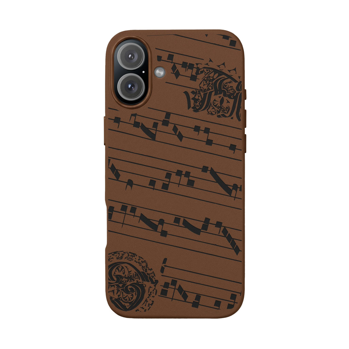 Medieval Neumes Leather Engraved Phone Case